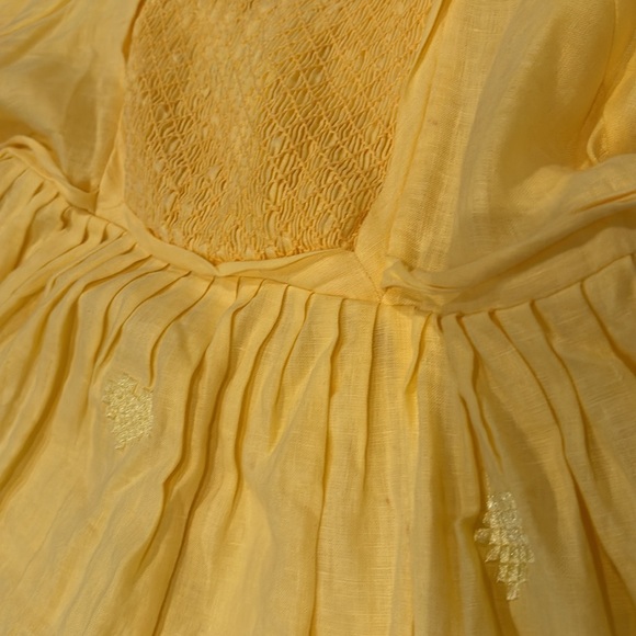 INNIKA Choo Smocked Yellow Linen Mini Dress - Picture 4 of 8